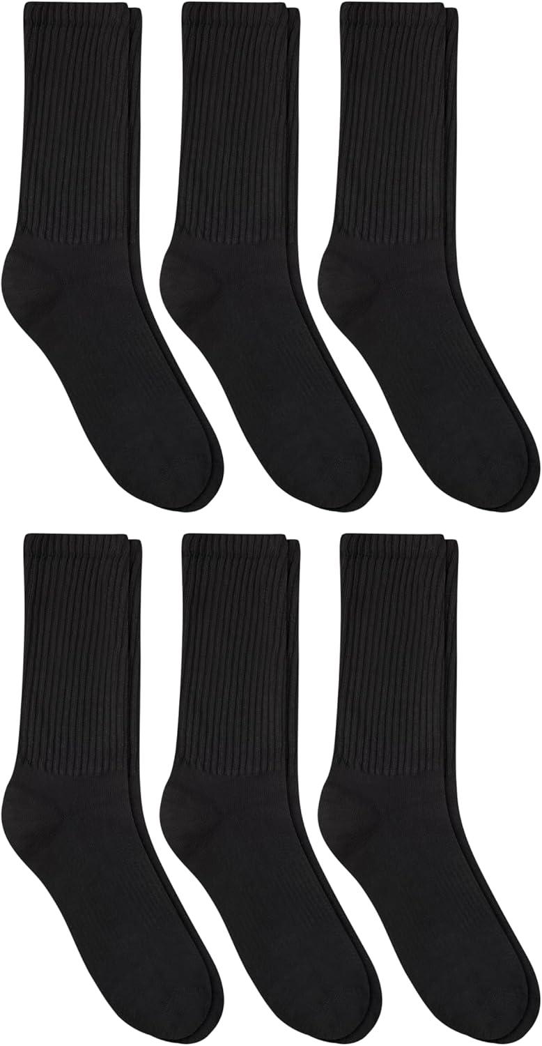 imageHanes Unisex Plain White Socks Pack or Plain Black Socks Pack Mens Womens ampamp Teen Sizes Crew and Ankle 6PacksBlack