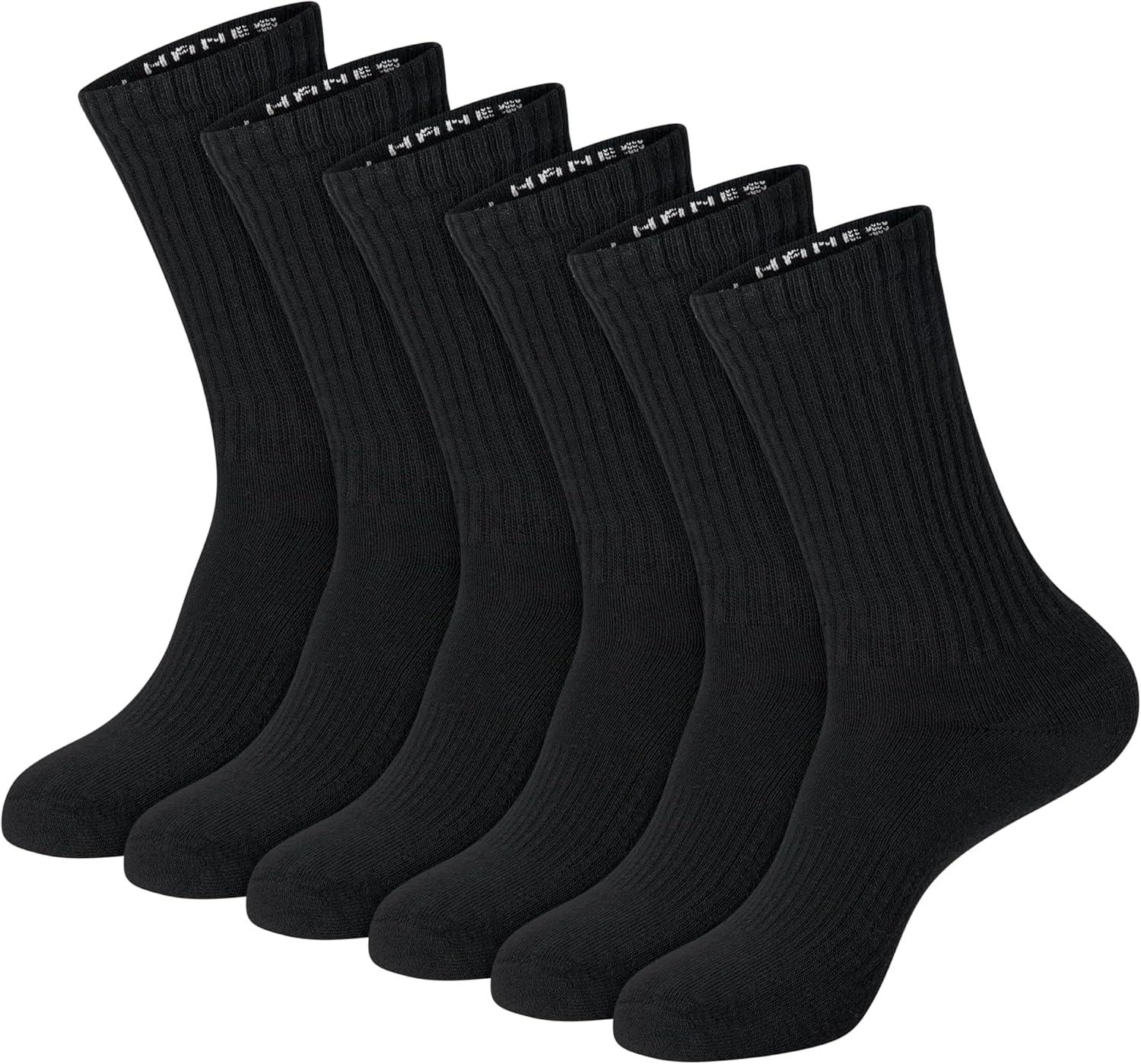 imageHanes Unisex Plain White Socks Pack or Plain Black Socks Pack Mens Womens ampamp Teen Sizes Crew and Ankle 6PacksBlack