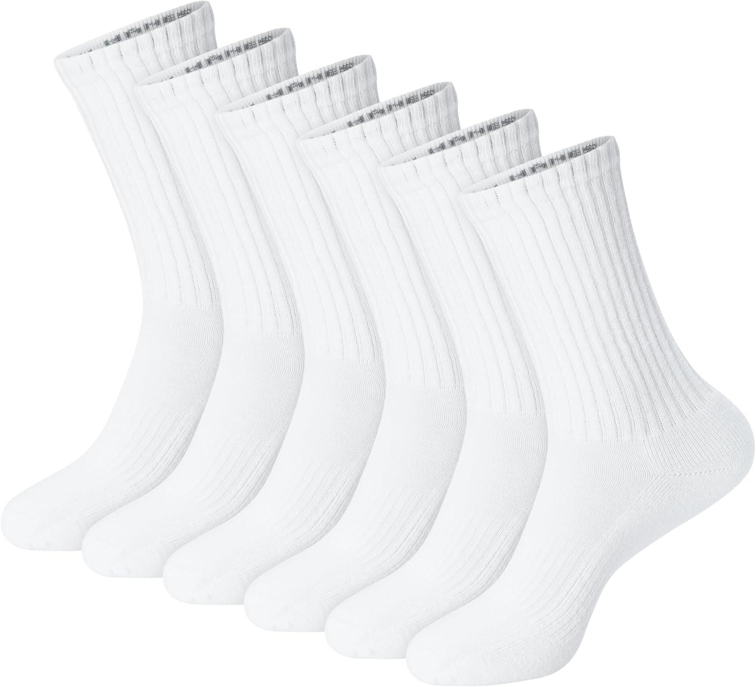 imageHanes Unisex Plain White Socks Pack or Plain Black Socks Pack Mens Womens ampamp Teen Sizes Crew and Ankle 6PacksWhite