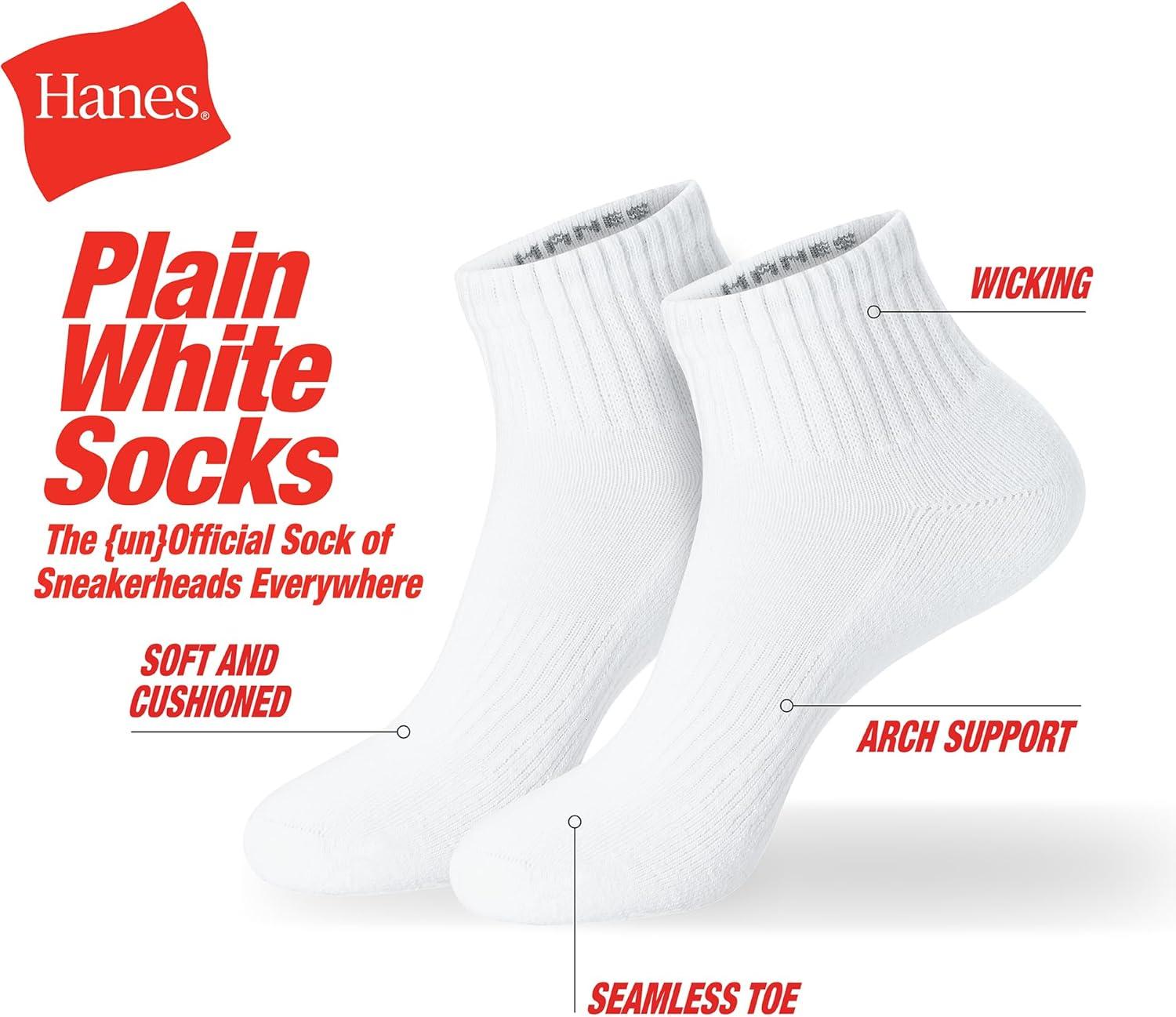 imageHanes Unisex Plain White Socks Pack or Plain Black Socks Pack Mens Womens ampamp Teen Sizes Crew and Ankle 6PacksWhite