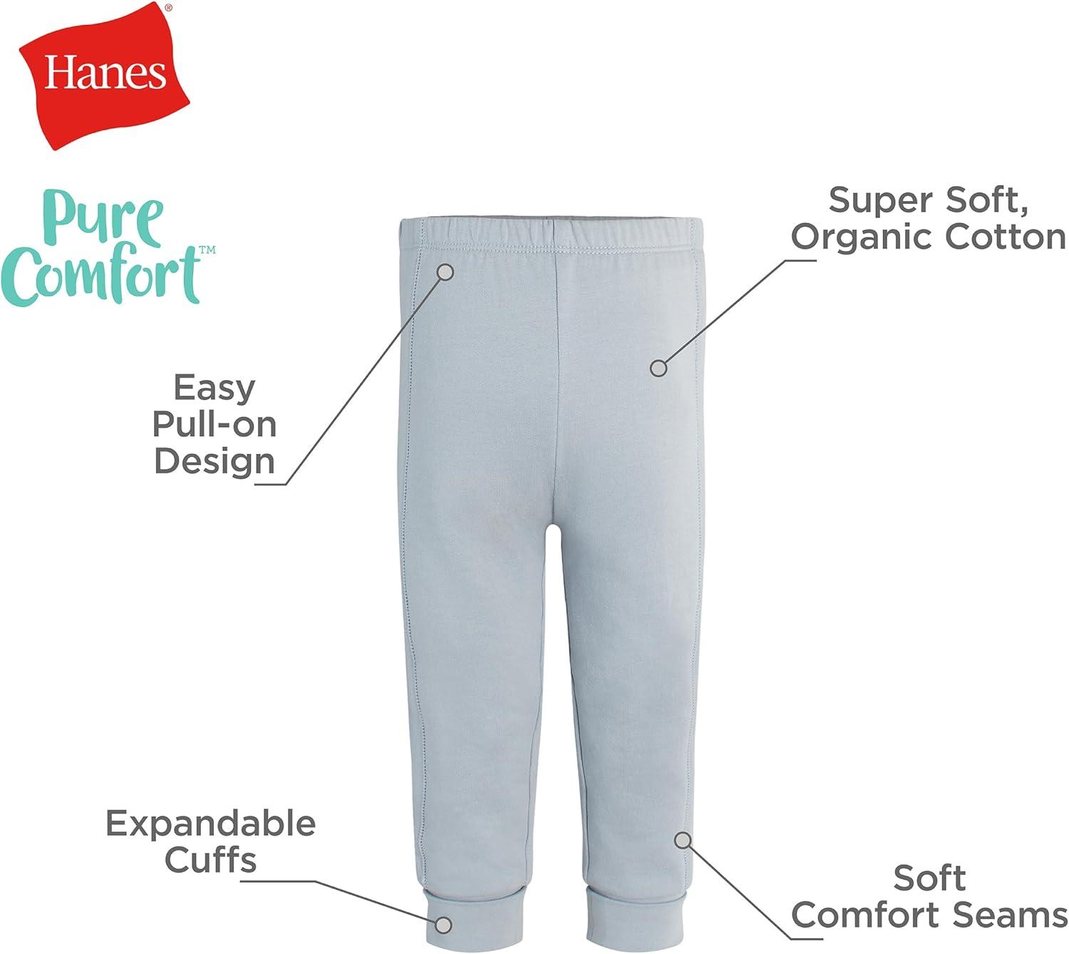 imageHanes Unisex Pure Comfort French Terry Joggers Girl and Baby Boy Pants 2PackPurpleBlue