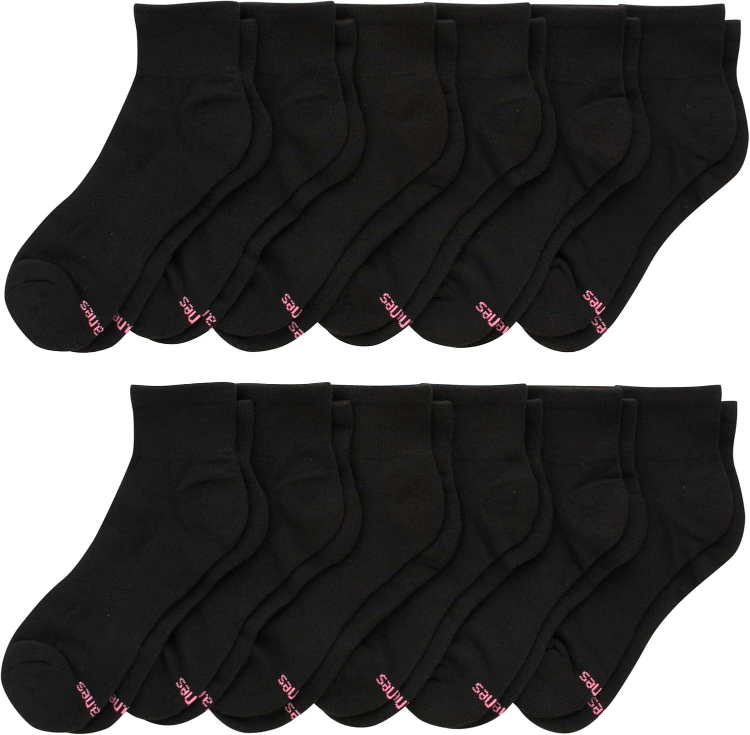 imageHanes Womens 6Pair Comfort Fit Ankle SocksBlack 12 Pack