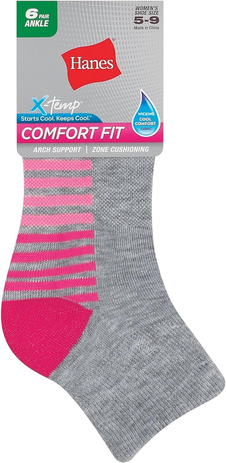 imageHanes Womens 6Pair Comfort Fit Ankle SocksGrey 6 Pack