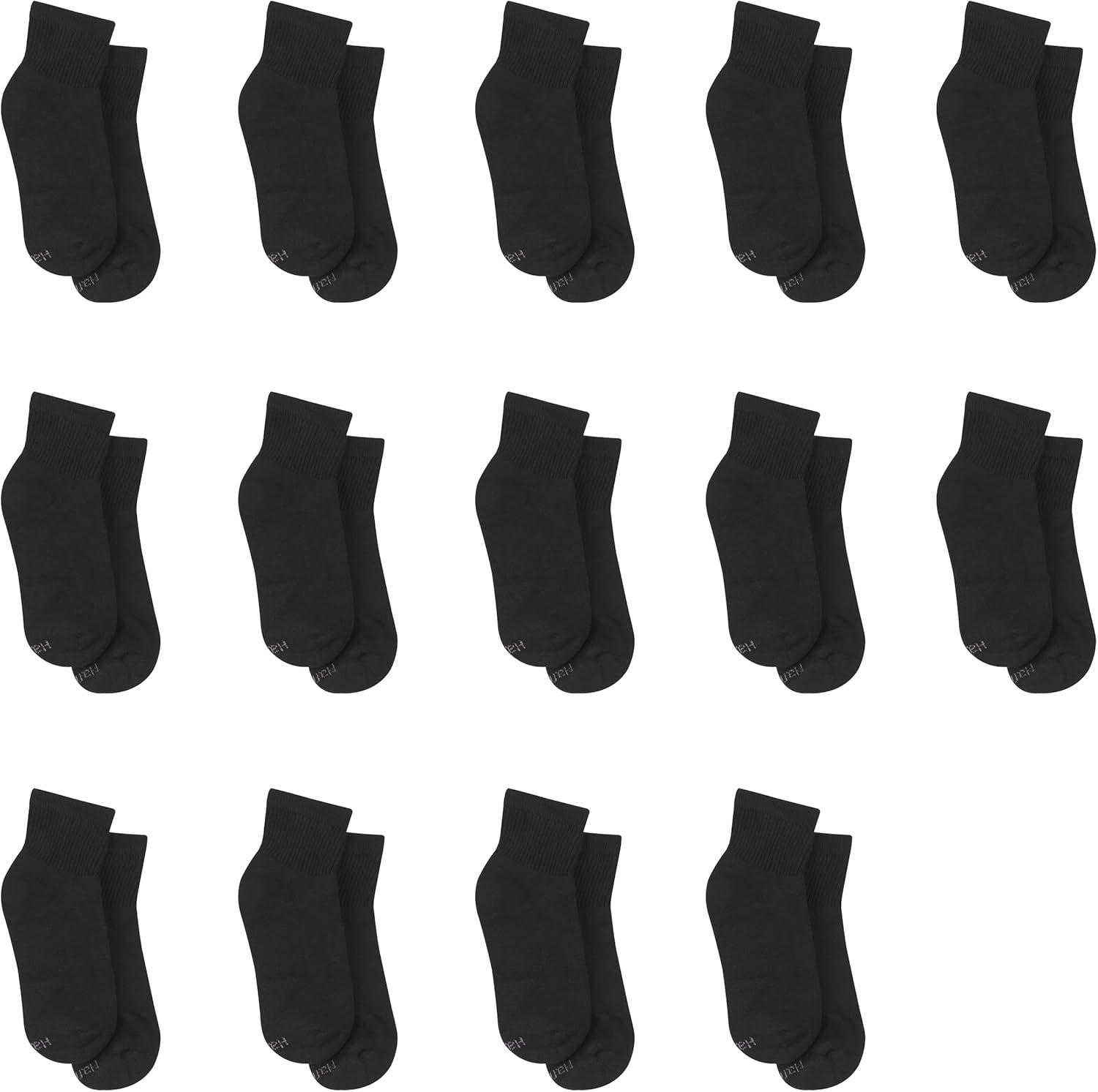 imageHanes Womens Ankle MoistureWicking Socks for Women Cushioned Athletic Ankle Socks 14PackBlack 14 Pack