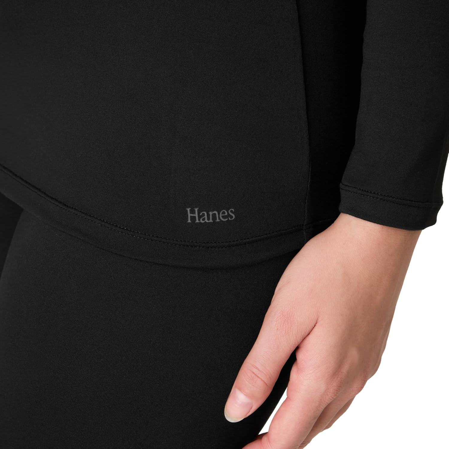 imageHanes Womens Base Layer Top LongSleeve Shirt MoistureWicking Odor ProtectionBlack