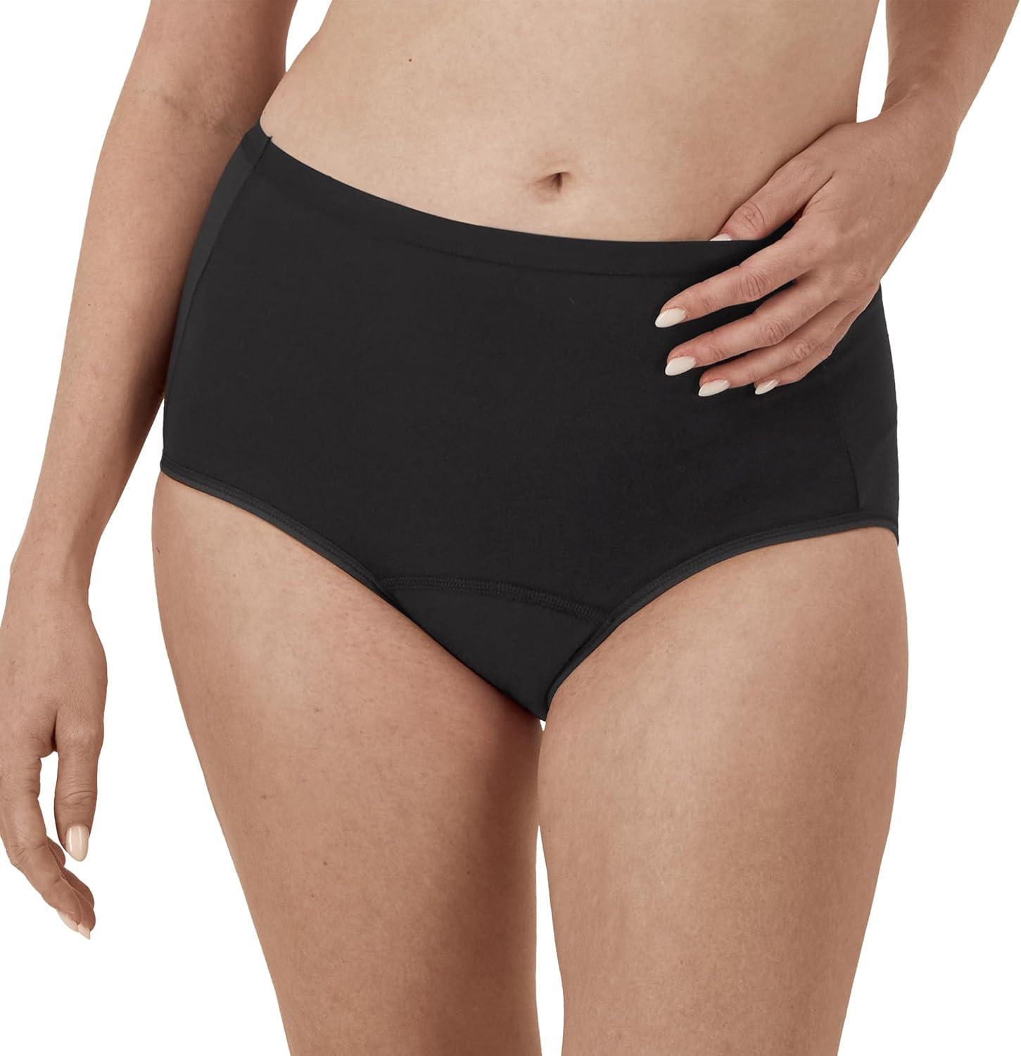 imageHanes Womens Comfort Period Briefs Super Leak PostPartum ampamp Period Underwear 3Pack3pack Briefs BlackPecanBlack