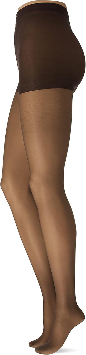 imageHanes Womens Control Top Sheer Toe Silk Reflections Panty HoseBarely Black