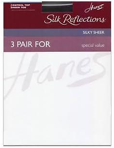 imageHanes Womens Control Top Sheer Toe Silk Reflections Panty HoseBarely There
