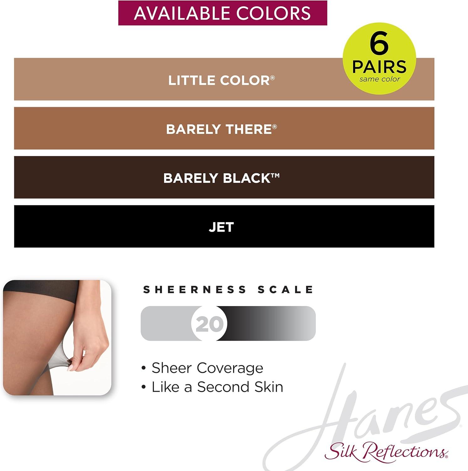 imageHanes Womens Control Top Sheer Toe Silk Reflections Panty HoseJet