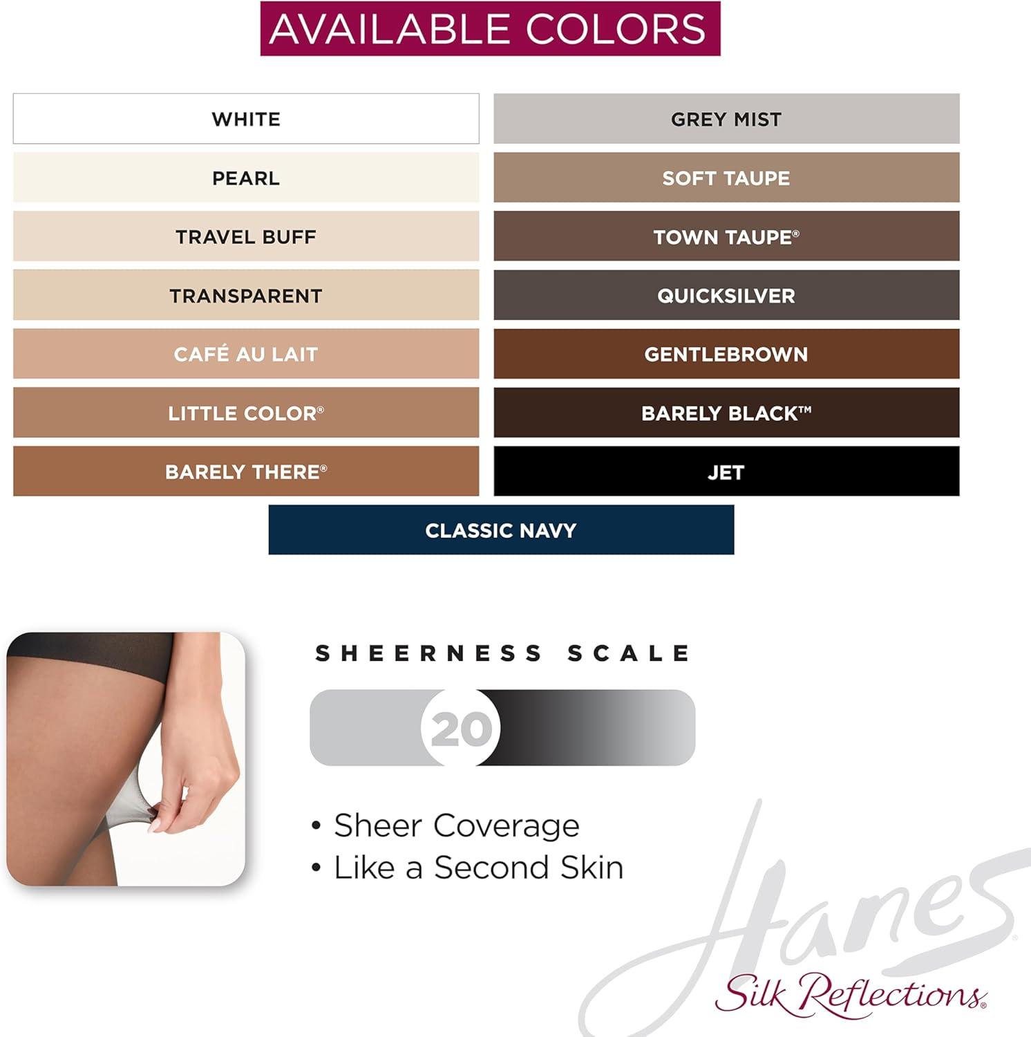 imageHanes Womens Control Top Sheer Toe Silk Reflections Panty HoseLittle Color