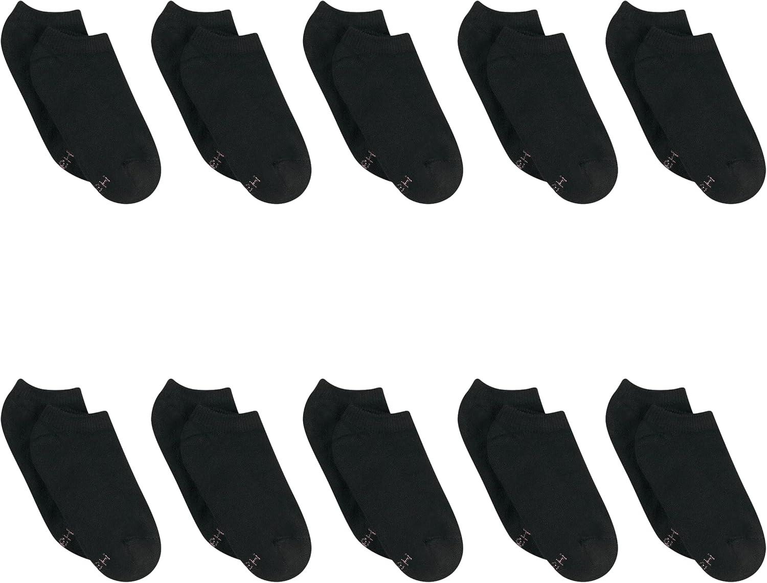 imageHanes Womens Cool Comfort NoShow Socks MoistureWicking Socks 14PackBlack 10 Pack