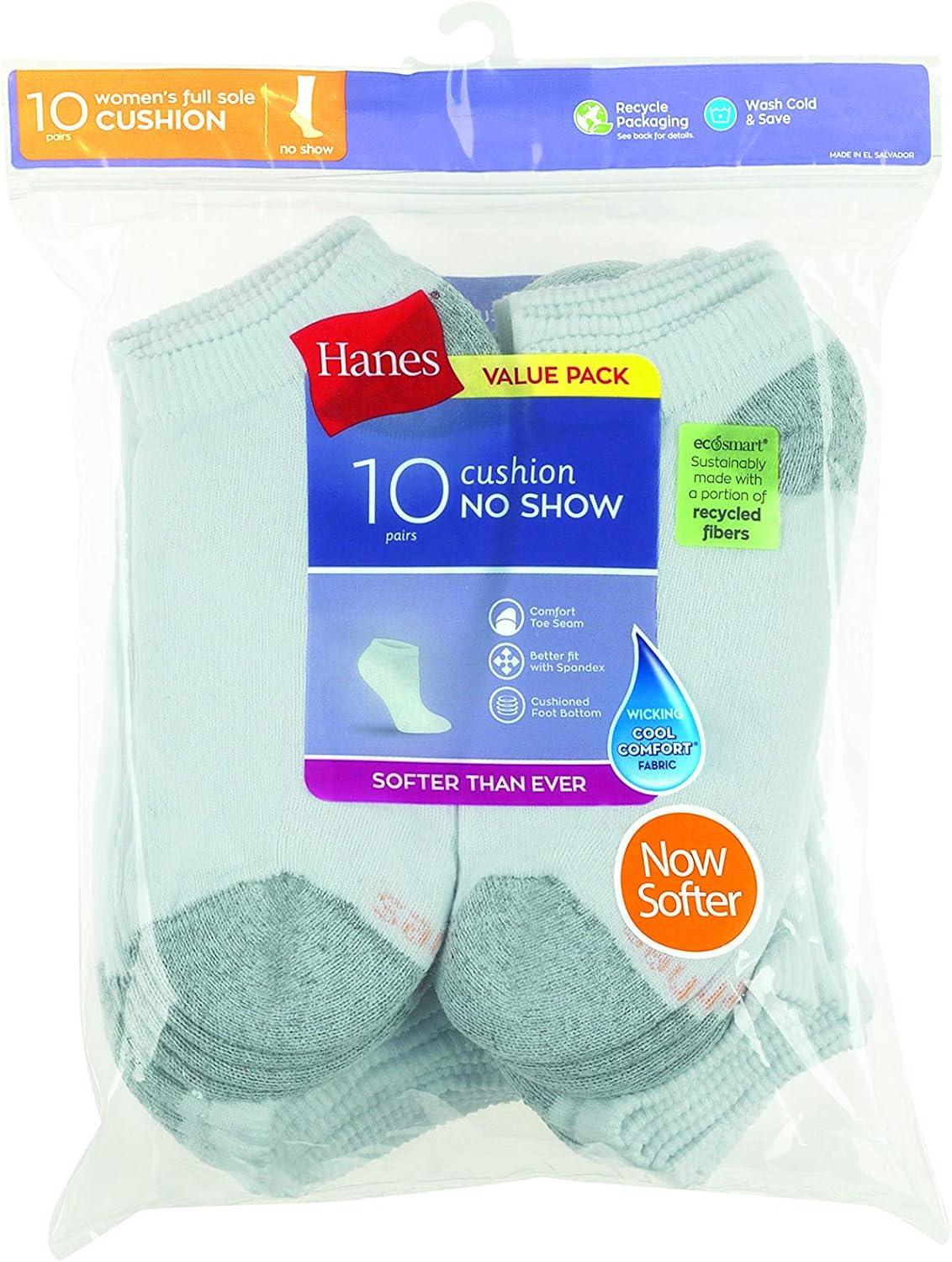 imageHanes Womens Cool Comfort NoShow Socks MoistureWicking Socks 14PackWhite 10 Pack
