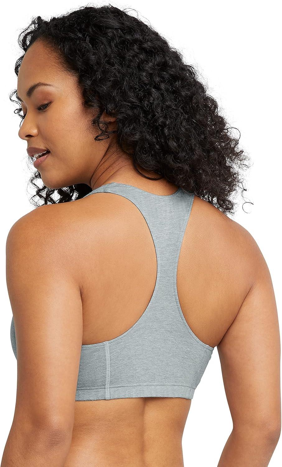 imageHanes Womens Cotton Racerback Bralette Pack Breathable Low Impact Sports Bra 3PackGreen MarbleProvence BlueConcrete Heather