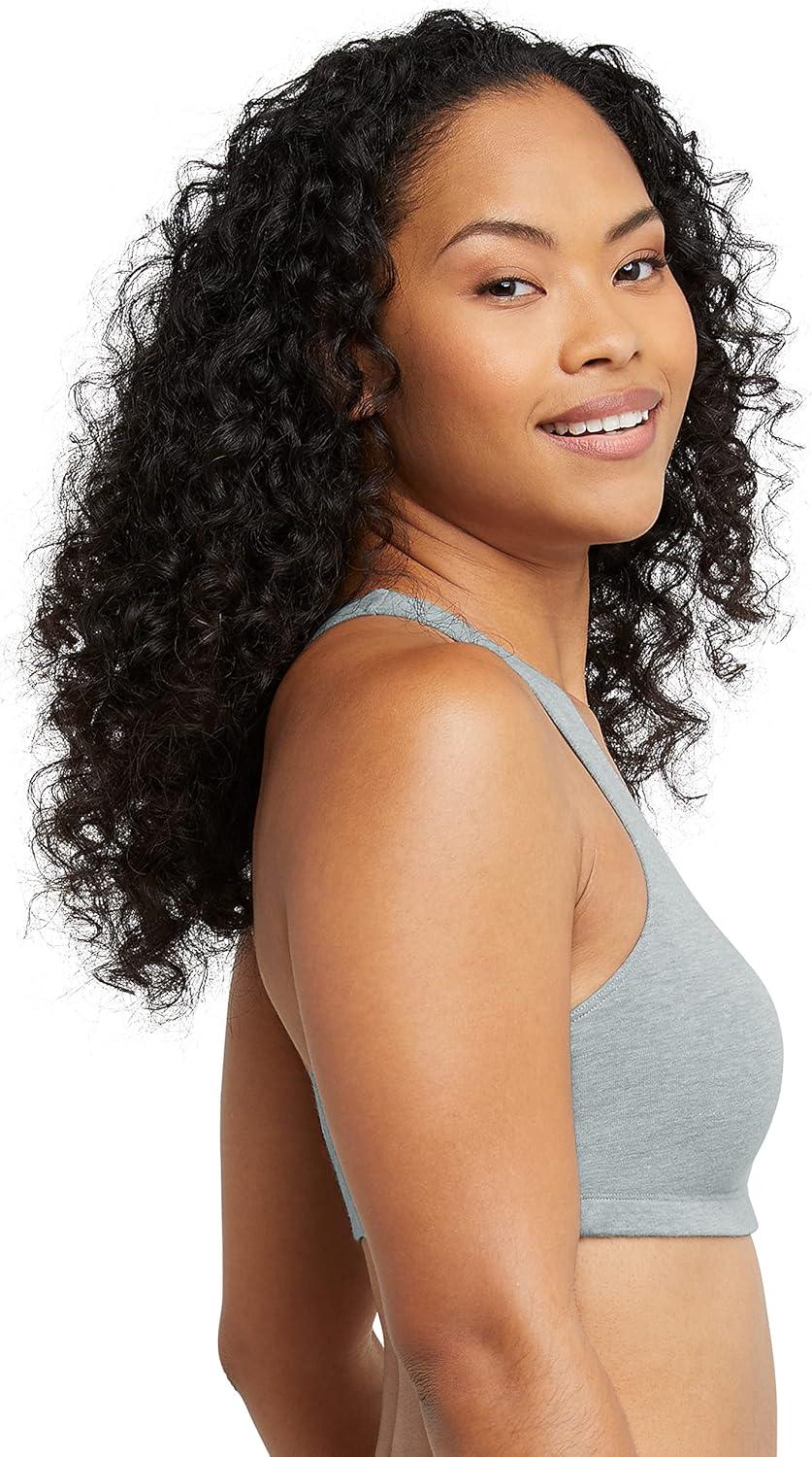 imageHanes Womens Cotton Racerback Bralette Pack Breathable Low Impact Sports Bra 3PackGreen MarbleProvence BlueConcrete Heather