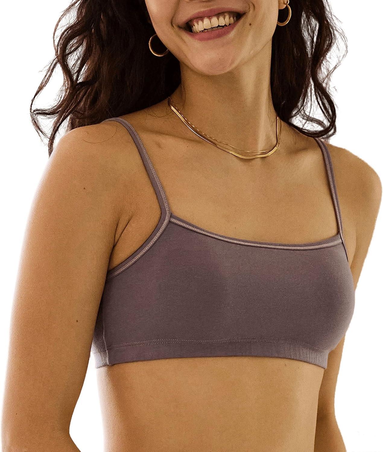 imageHanes Womens Cropped Bralette Pack 3Pack Breathable Crop Top Bras Solid or Assorted 3PackBlackSpiced FigTerra Red