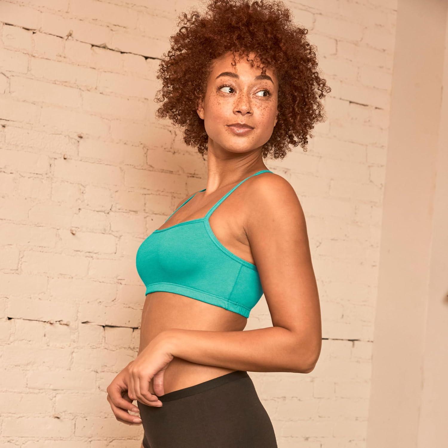 imageHanes Womens Cropped Bralette Pack 3Pack Breathable Crop Top Bras Solid or Assorted 3PackConcrete HeatherIsle GreenMoonlight