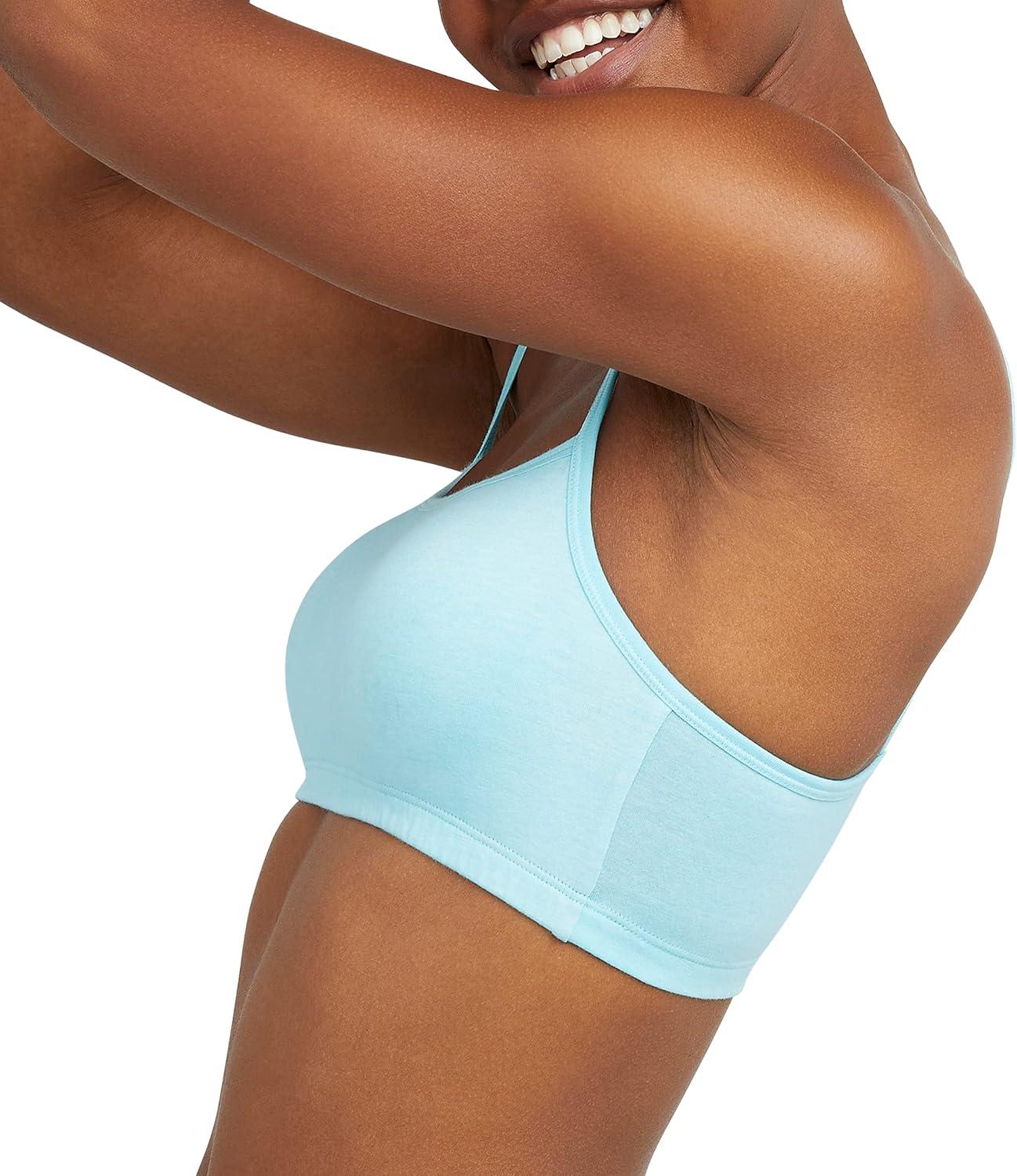 imageHanes Womens Cropped Bralette Pack 3Pack Breathable Crop Top Bras Solid or Assorted 3PackDenim JacketConcrete HeatherUltra Blue