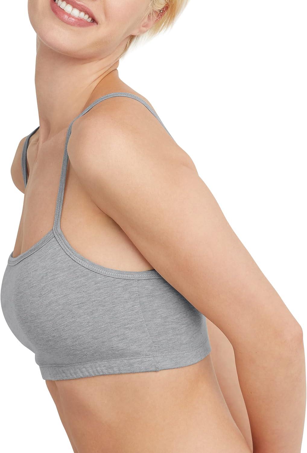 imageHanes Womens Cropped Bralette Pack 3Pack Breathable Crop Top Bras Solid or Assorted 3PackMoonlite HeatherConcrete HeatherWhite