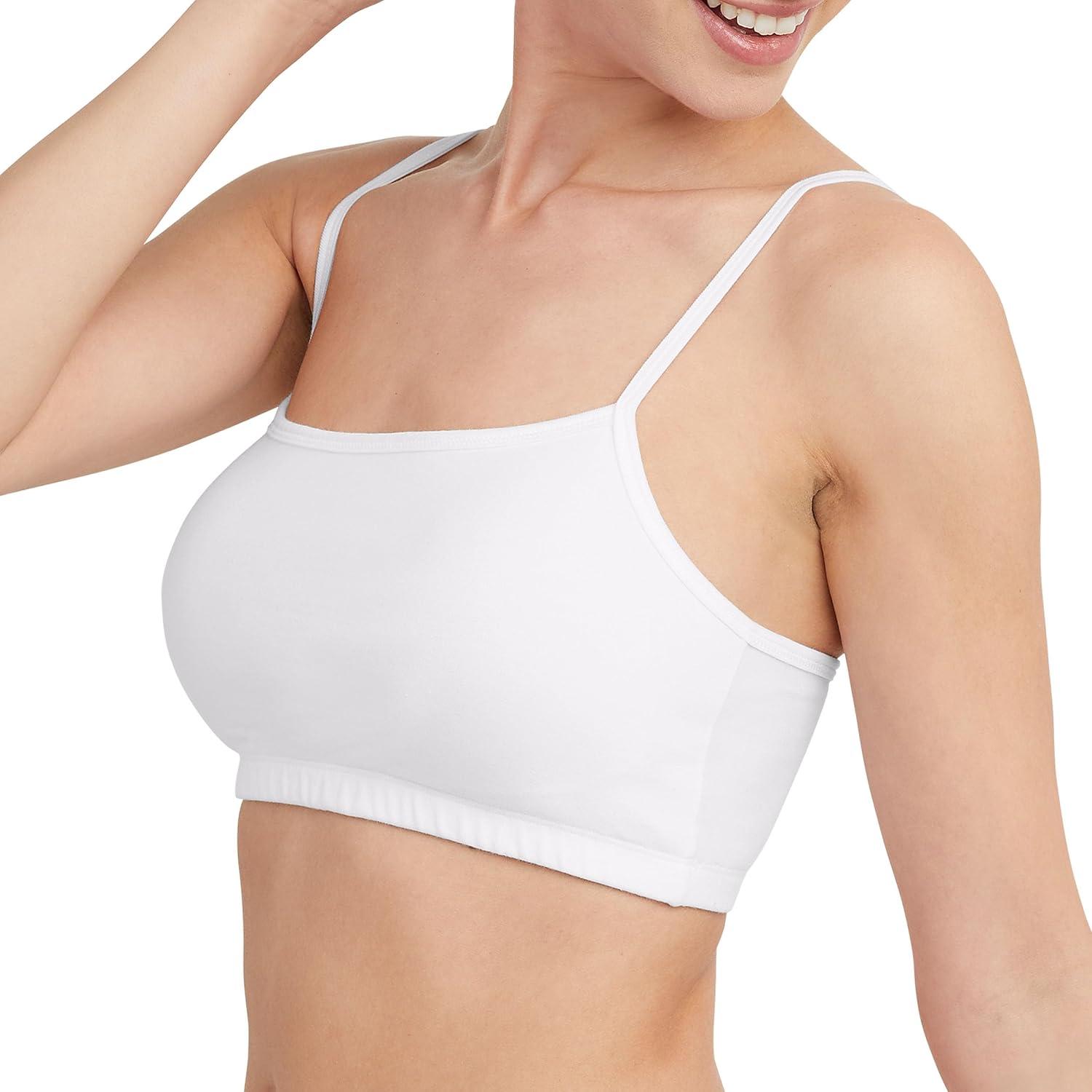 imageHanes Womens Cropped Bralette Pack 3Pack Breathable Crop Top Bras Solid or Assorted 3PackWhiteWhiteWhite