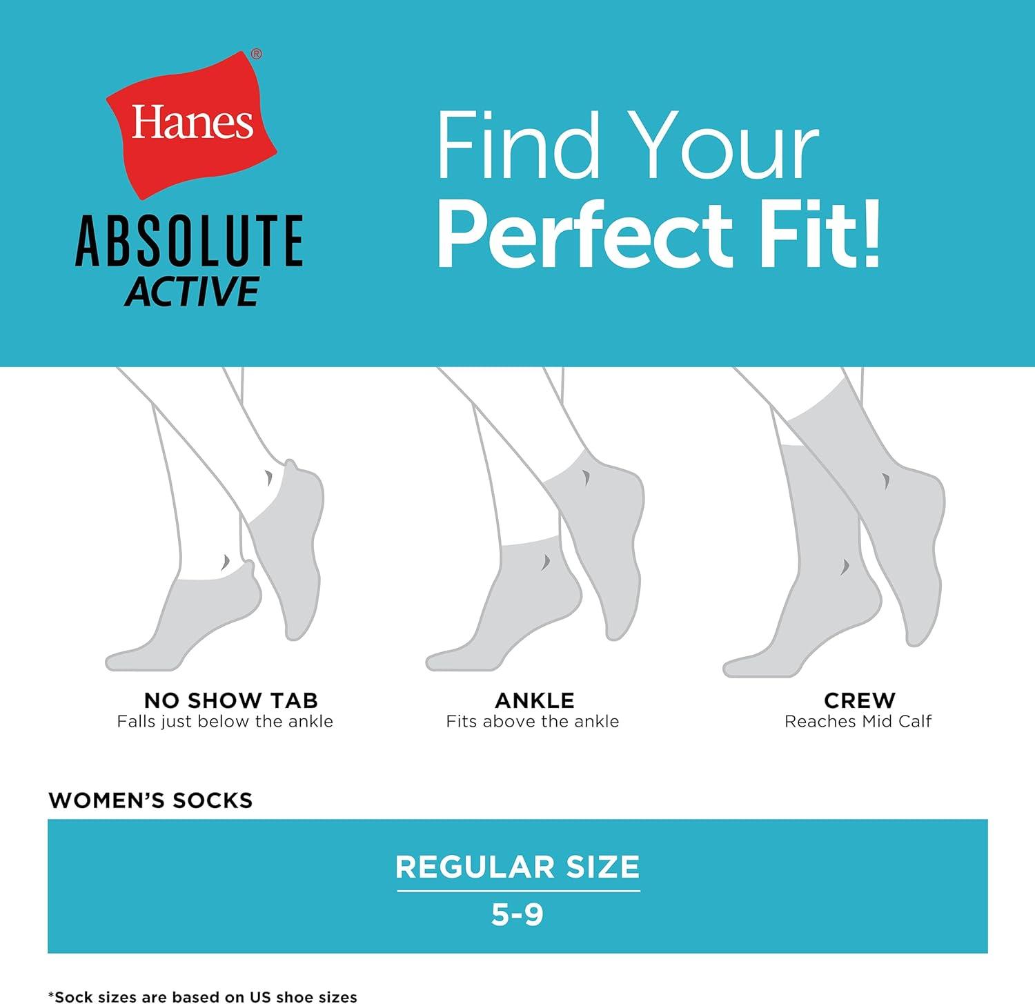 imageHanes Womens Cushioned Crew Socks Absolute Active Crew Socks For Women Seamless Toe 4PairsGrey