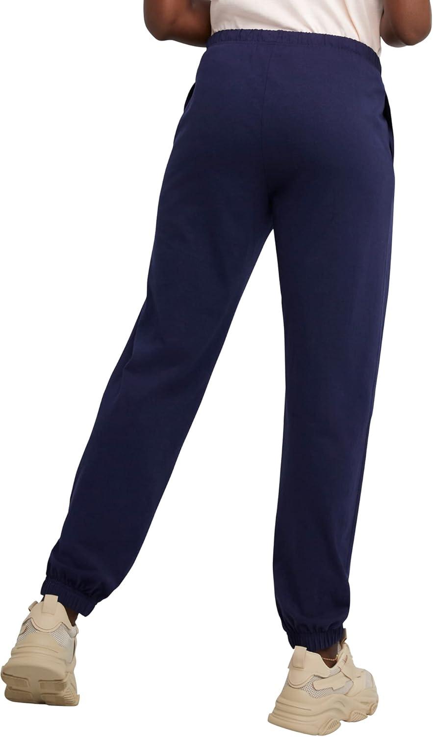 imageHanes Womens Essential Jogger Pants Drawstring Sweatpants for Women 100 Cotton Jersey 29quotAthletic Navy