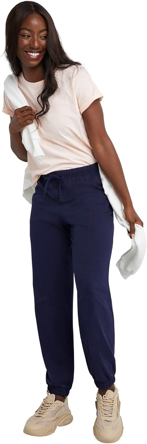 imageHanes Womens Essential Jogger Pants Drawstring Sweatpants for Women 100 Cotton Jersey 29quotAthletic Navy