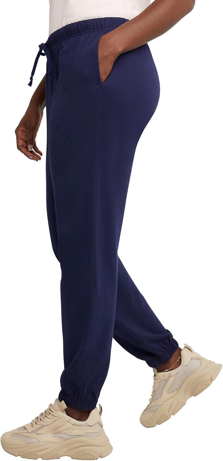 imageHanes Womens Essential Jogger Pants Drawstring Sweatpants for Women 100 Cotton Jersey 29quotAthletic Navy