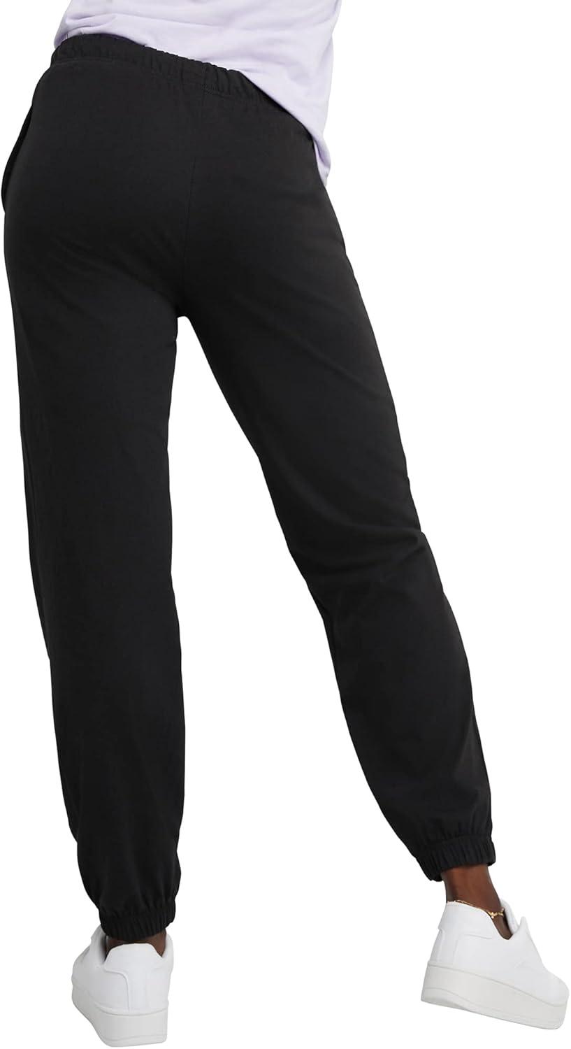 imageHanes Womens Essential Jogger Pants Drawstring Sweatpants for Women 100 Cotton Jersey 29quotBlack