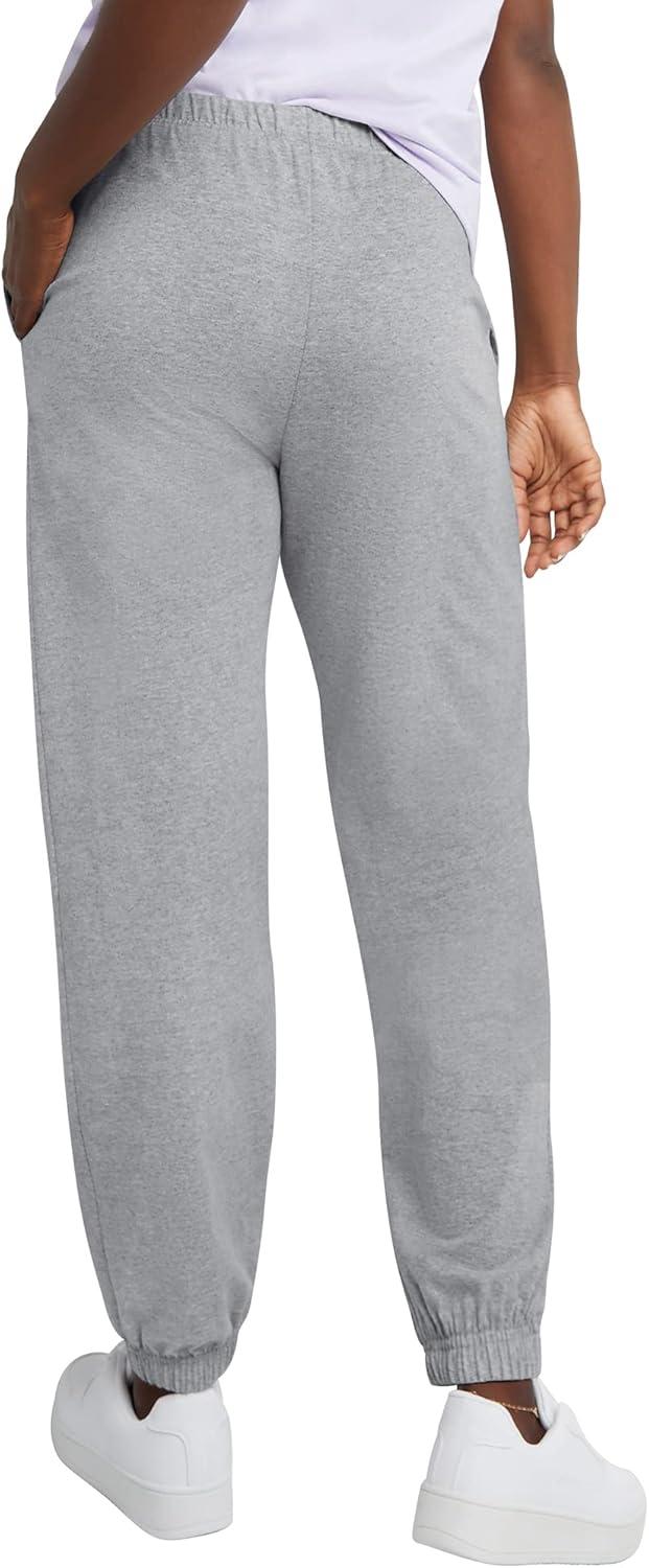 imageHanes Womens Essential Jogger Pants Drawstring Sweatpants for Women 100 Cotton Jersey 29quotLight Steel