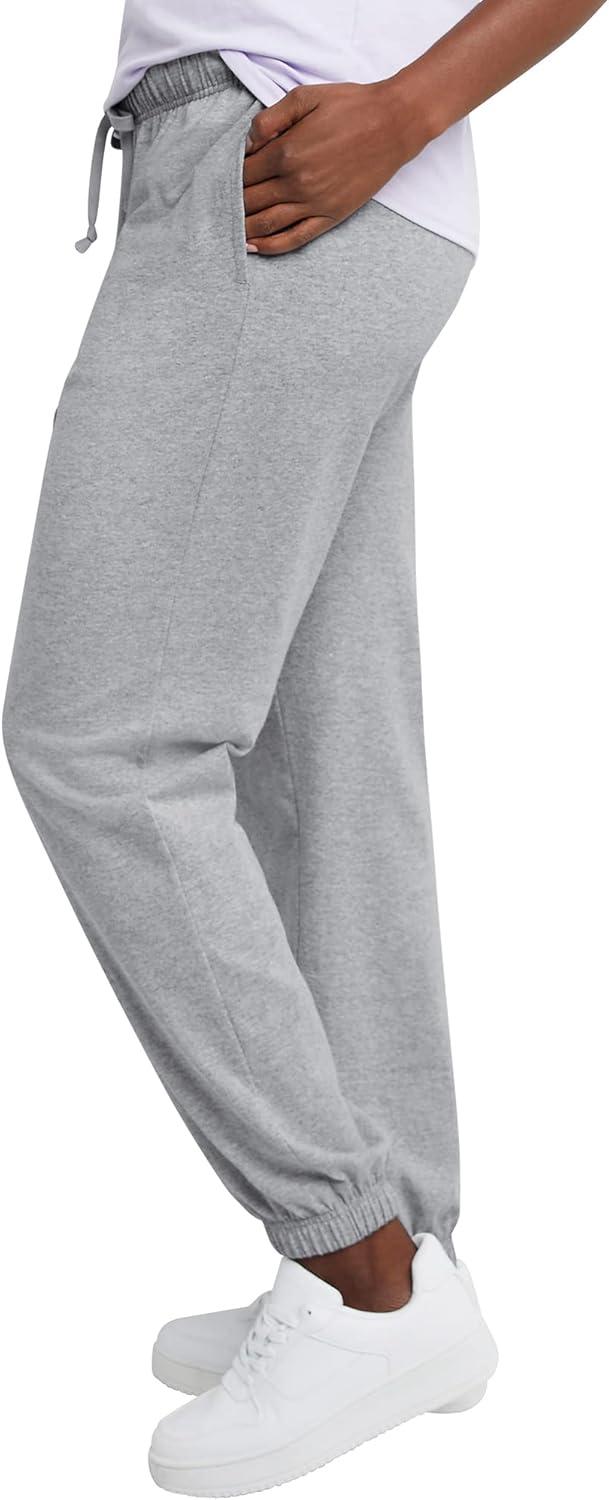imageHanes Womens Essential Jogger Pants Drawstring Sweatpants for Women 100 Cotton Jersey 29quotLight Steel