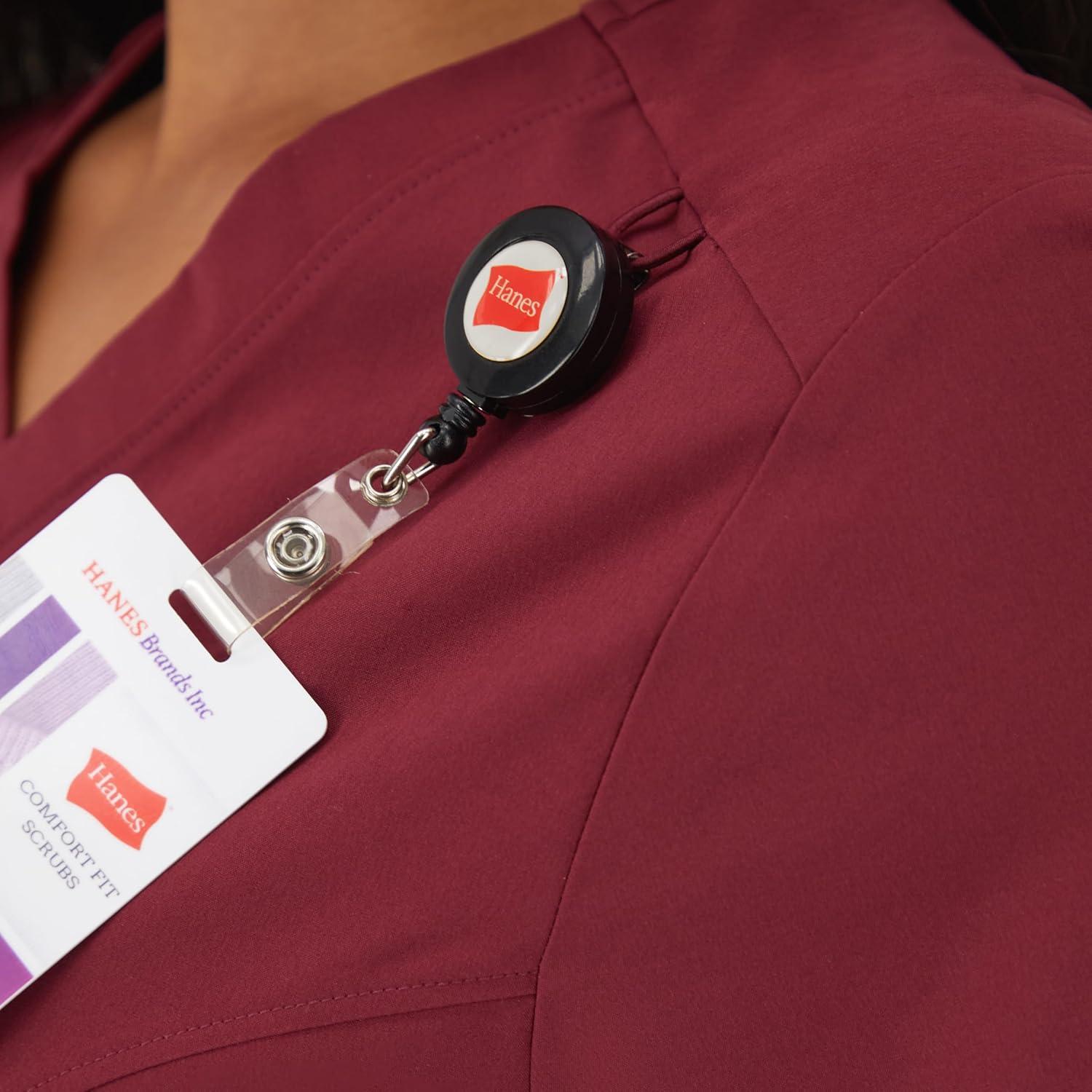 imageHanes Womens Healthcare Top with VNeckline MoistureWicking Stretch Scrub ShirtsAfternoon Burgundy