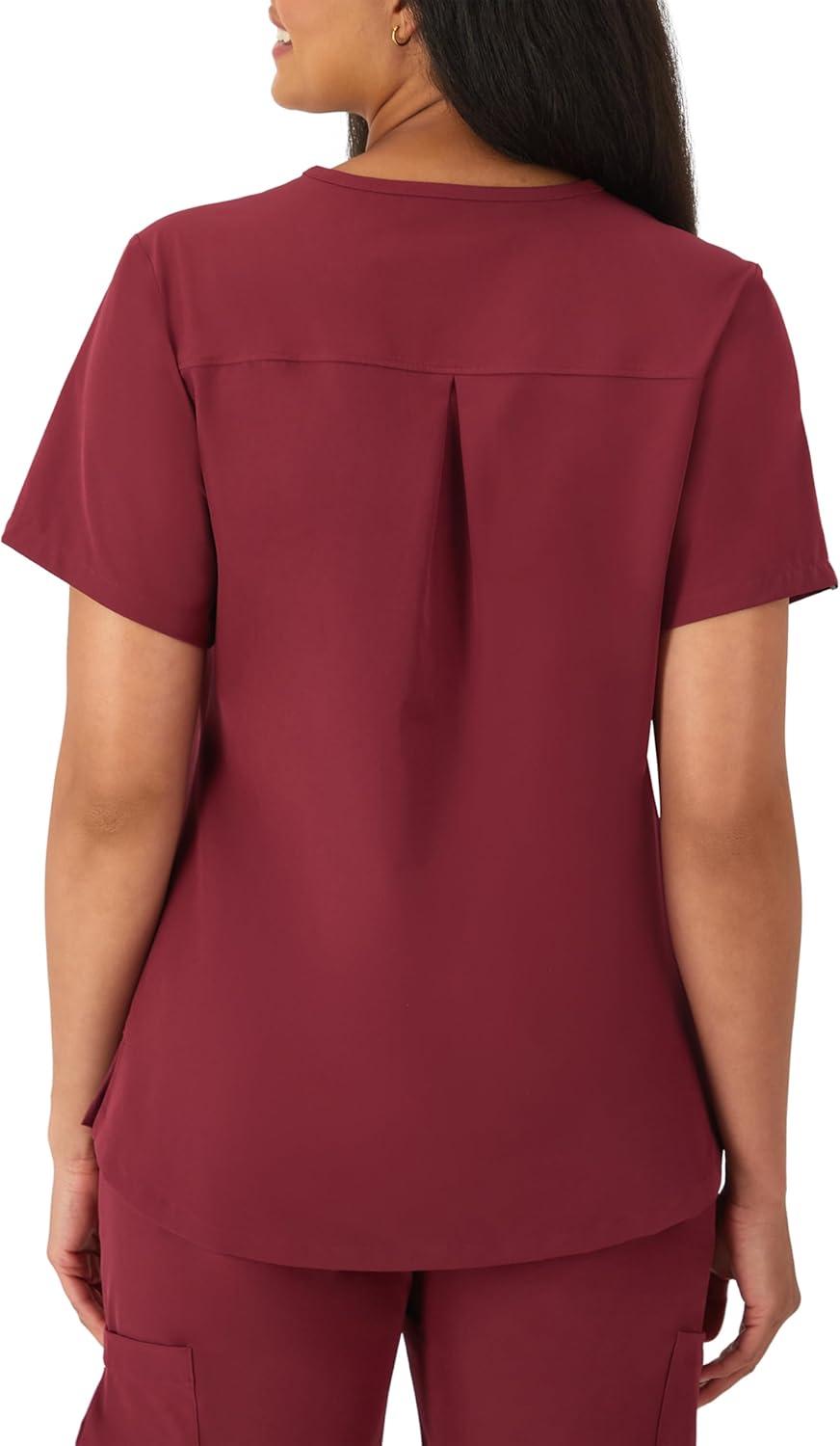 imageHanes Womens Healthcare Top with VNeckline MoistureWicking Stretch Scrub ShirtsAfternoon Burgundy