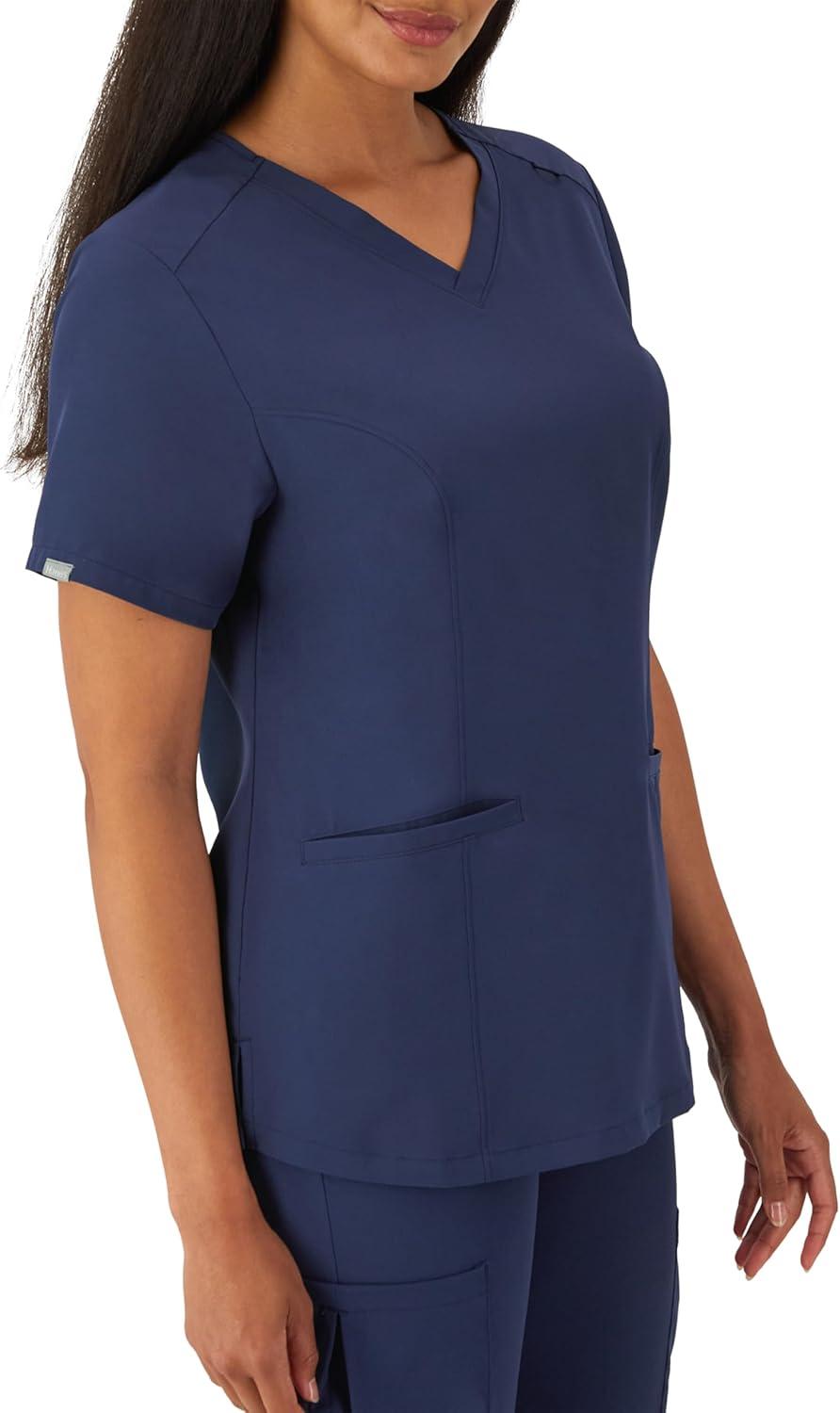 imageHanes Womens Healthcare Top with VNeckline MoistureWicking Stretch Scrub ShirtsAthletic Navy
