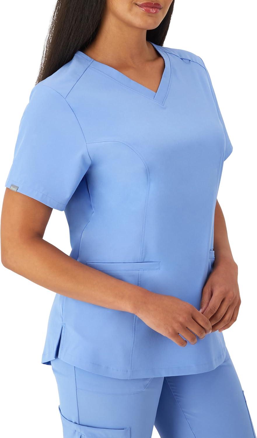 imageHanes Womens Healthcare Top with VNeckline MoistureWicking Stretch Scrub ShirtsCeil Blue 2
