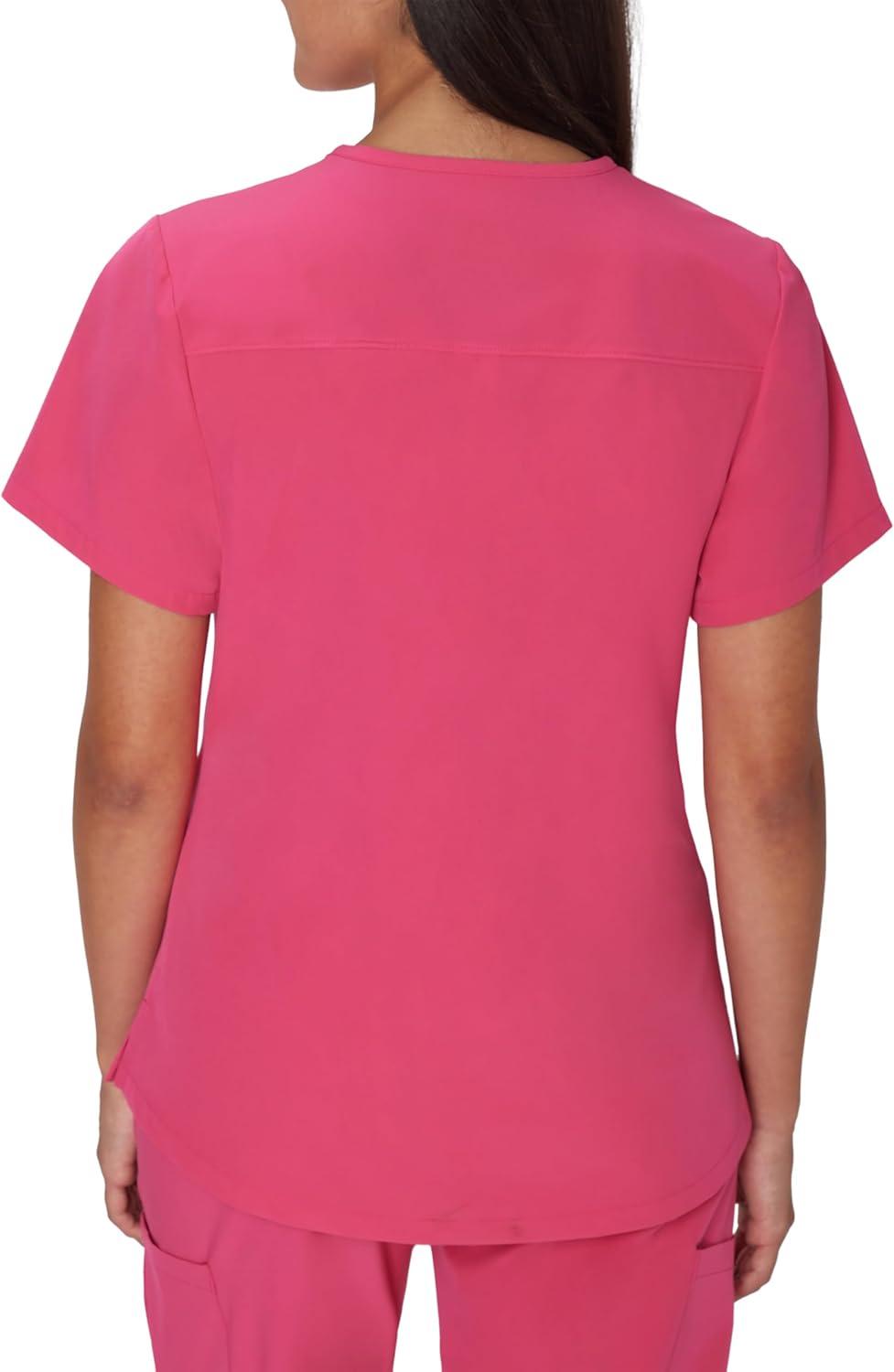 imageHanes Womens Healthcare Top with VNeckline MoistureWicking Stretch Scrub ShirtsFuchsia Pink