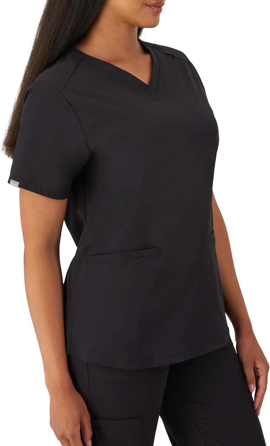 imageHanes Womens Healthcare Top with VNeckline MoistureWicking Stretch Scrub ShirtsNew Ebony