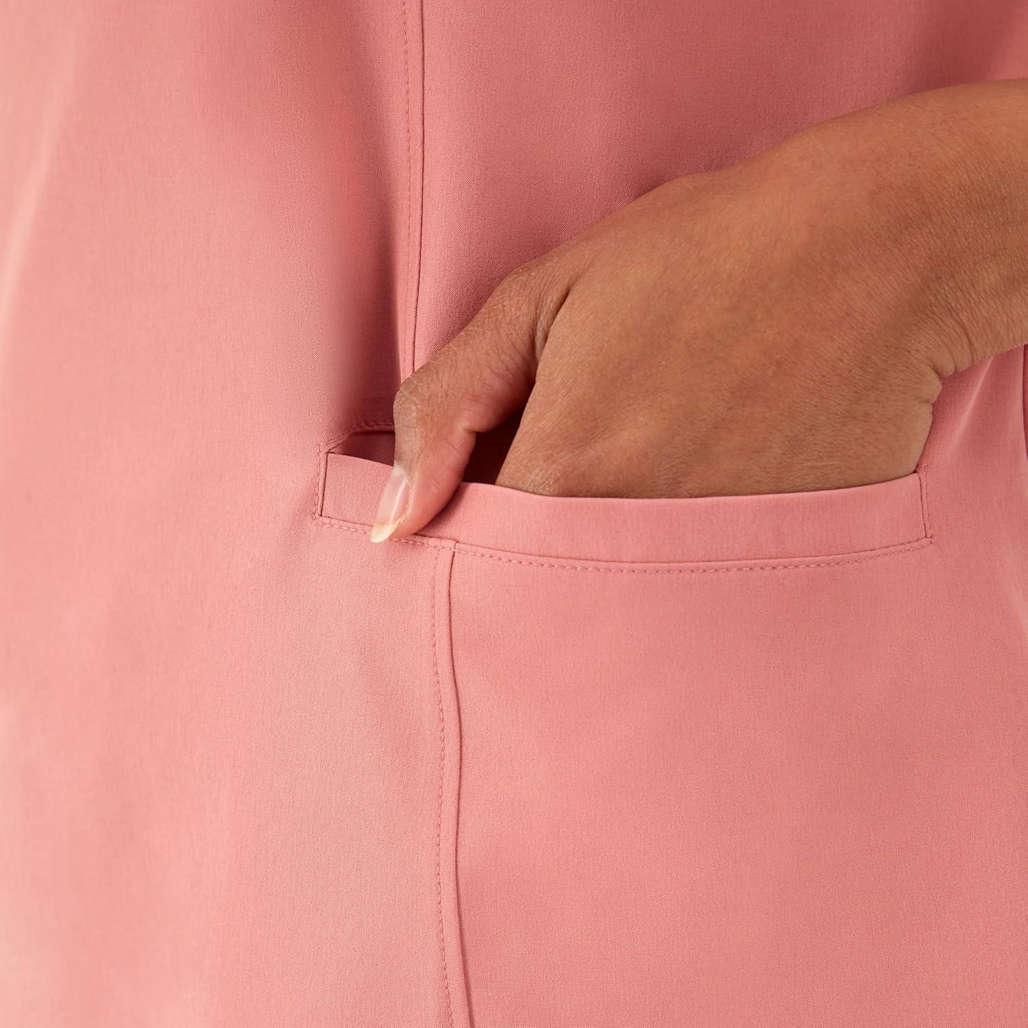 imageHanes Womens Healthcare Top with VNeckline MoistureWicking Stretch Scrub ShirtsRose Ranch Pink