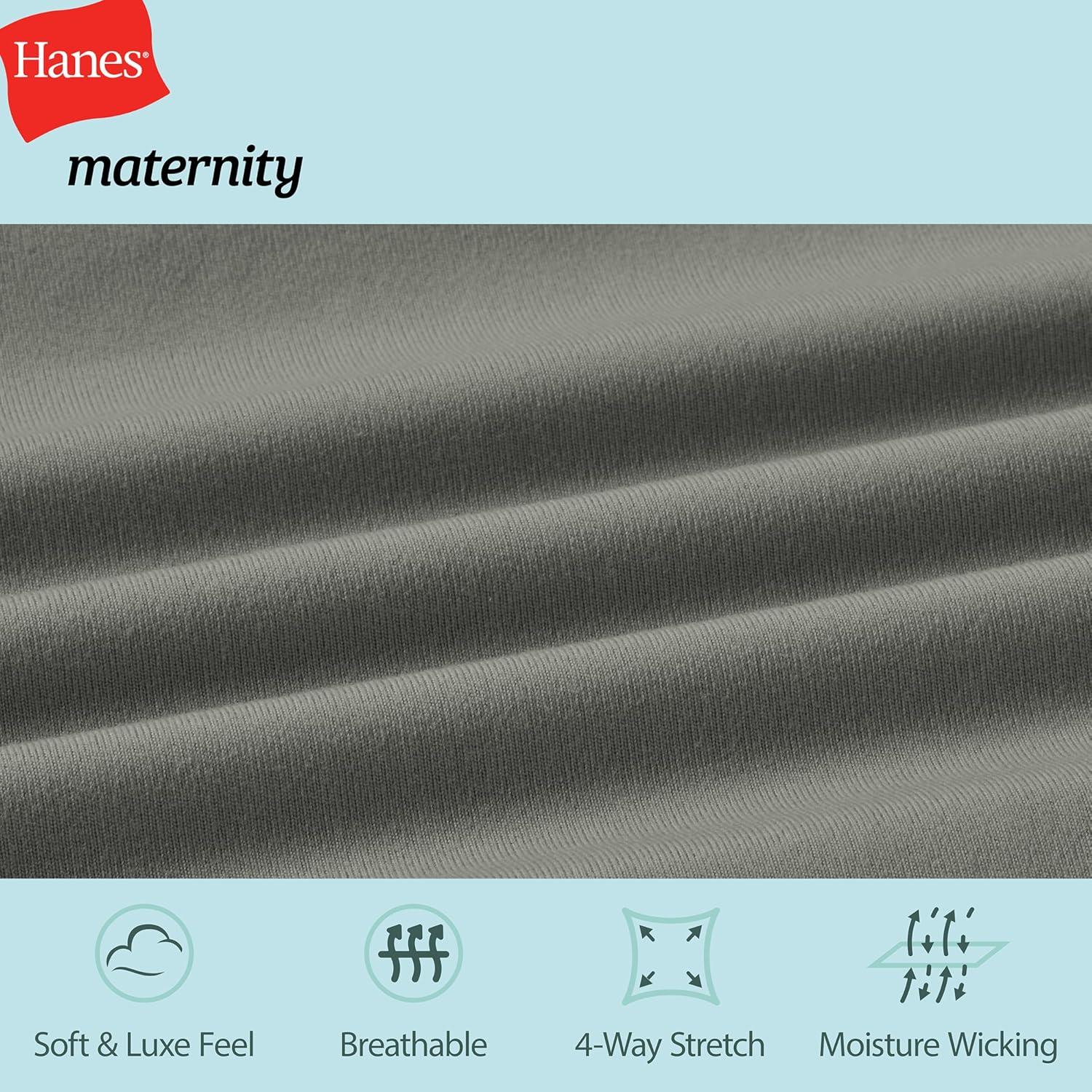 imageHanes Womens Maternity 78 Stretch ampamp Recover Pregnancy Leggings with Foldable Waistband 25 InseamCool Grey