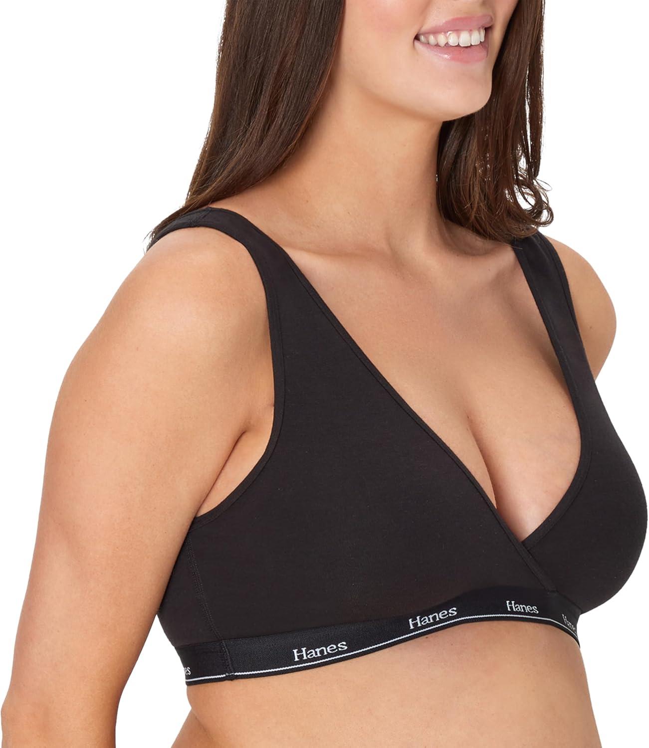 imageHanes Womens Maternity Bra Lounge Nursing Bralette MoistureWicking Odor ProtectionBlack