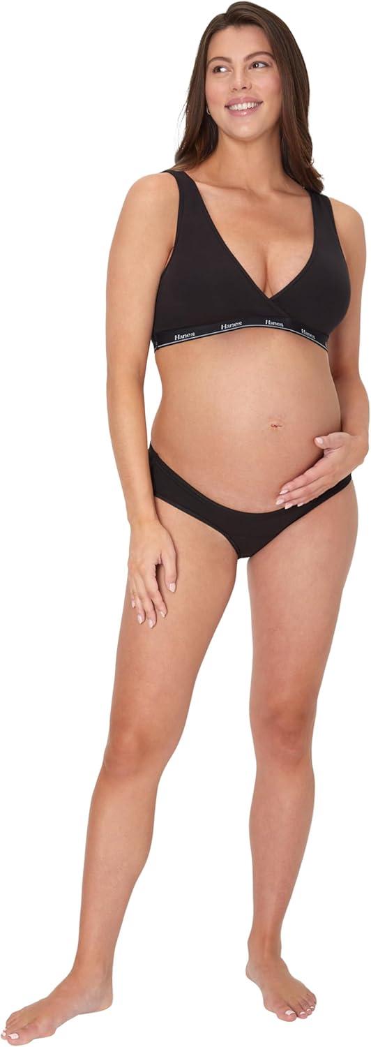 imageHanes Womens Maternity Bra Lounge Nursing Bralette MoistureWicking Odor ProtectionBlack