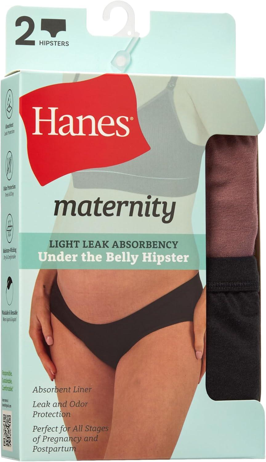 imageHanes Womens Maternity Light Leak Hipster Underwear Under The Belly Pregnancy ampamp Post Partum Panty 2pkMauve NoirBlack