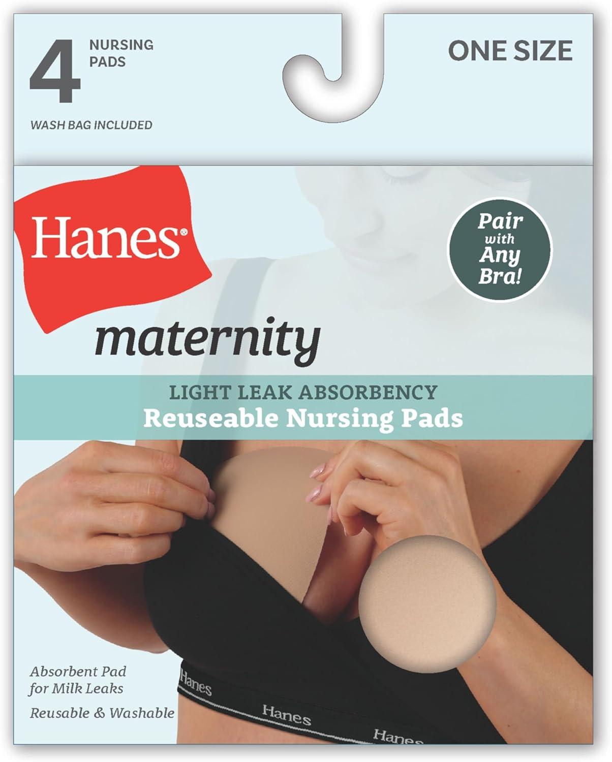 imageHanes Womens Maternity Reusable Nursing Pads 4Pack Light Leak Protection MoistureWicking One Size Fits All Deep Glow