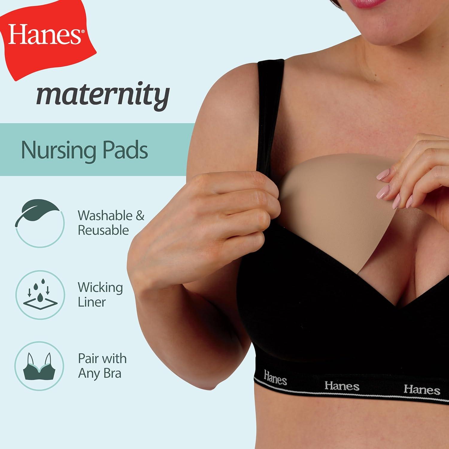 imageHanes Womens Maternity Reusable Nursing Pads 4Pack Light Leak Protection MoistureWicking One Size Fits All Deep Glow