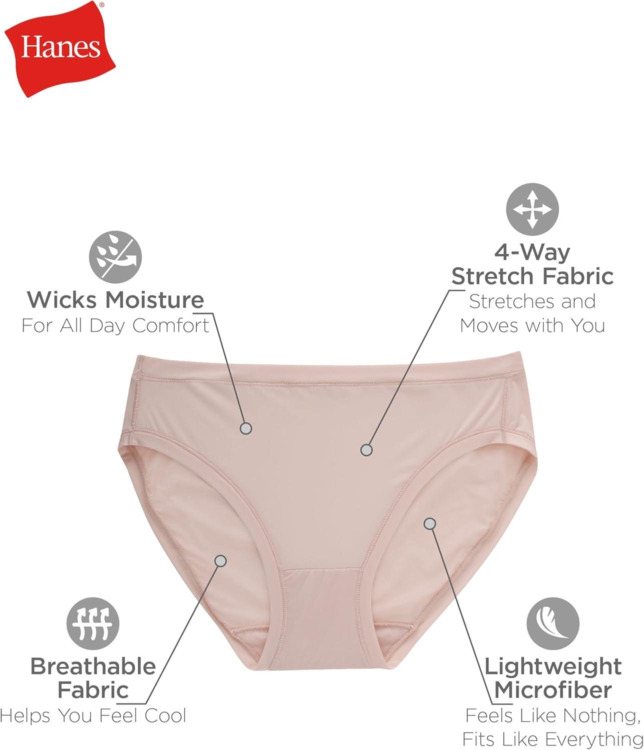 imageHanes Womens Microfiber Stretch Underwear Pack Comfort Flex Fit Brief Bikini or Thong Panties 6PackAssorted Bikini