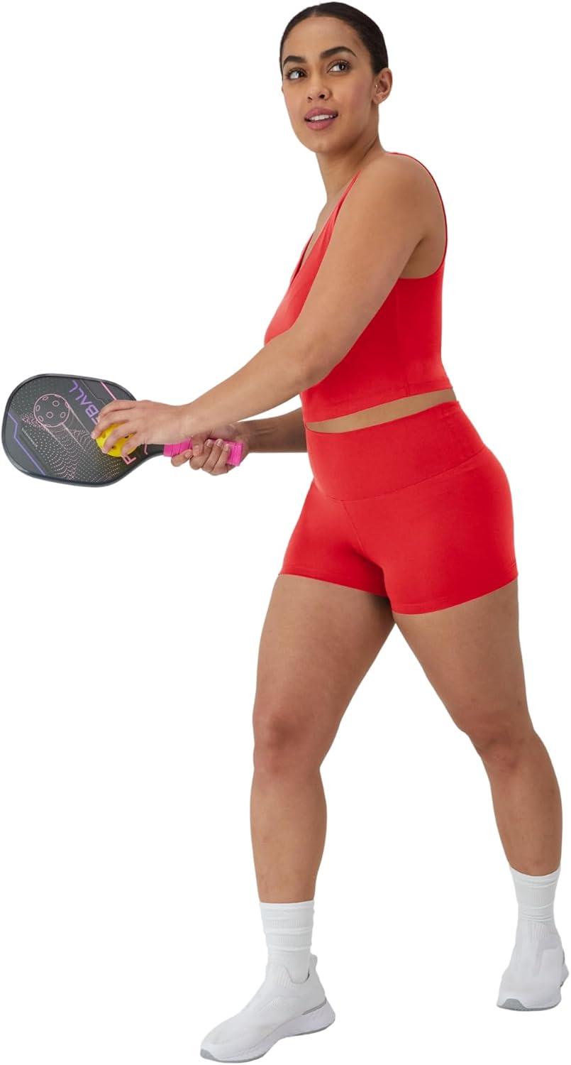 imageHanes Womens Moves Bike Shorts Soft ampamp Stretchy Workout Shorts with Interior Pocket MoistureWicking 3 Or 7quot InseamHolly Berry Red