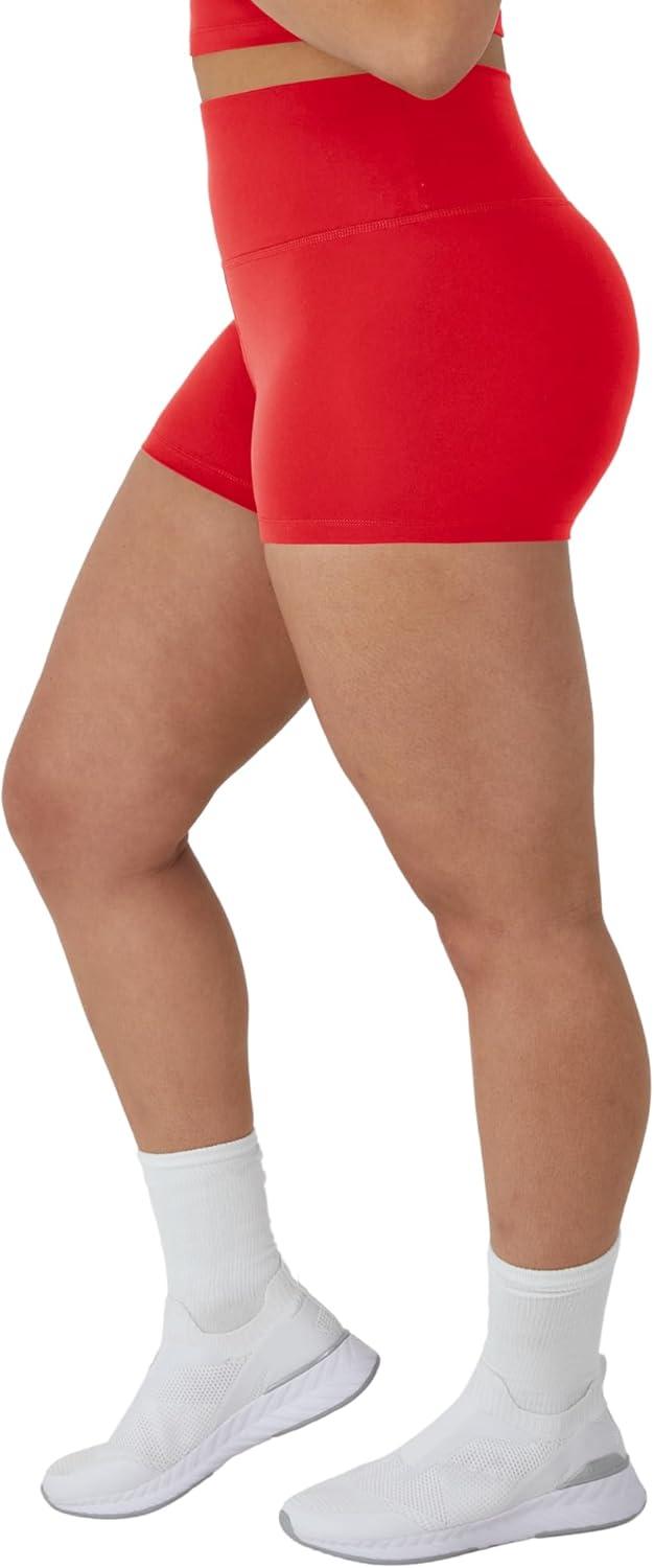 imageHanes Womens Moves Bike Shorts Soft ampamp Stretchy Workout Shorts with Interior Pocket MoistureWicking 3 Or 7quot InseamHolly Berry Red