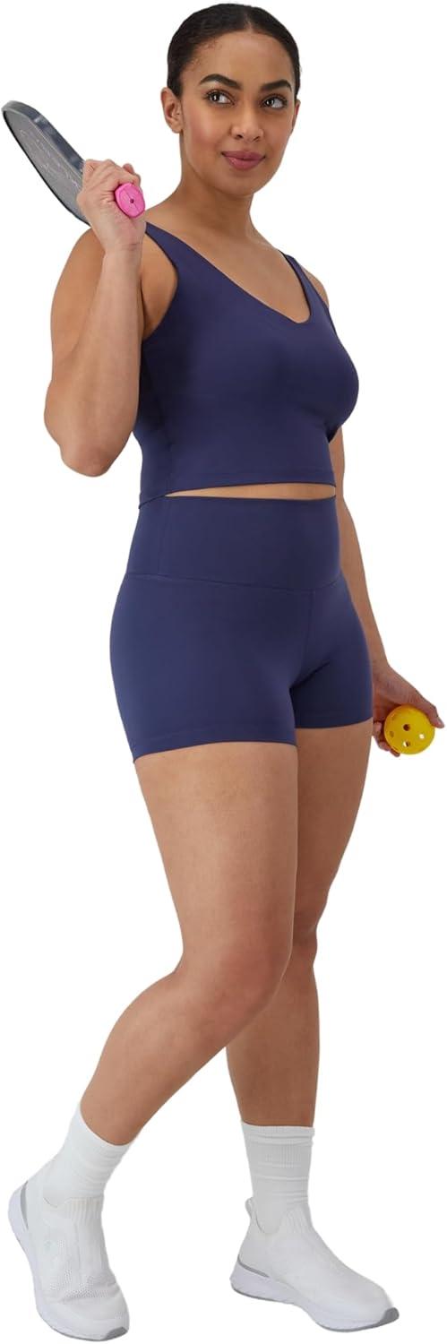 imageHanes Womens Moves Bike Shorts Soft ampamp Stretchy Workout Shorts with Interior Pocket MoistureWicking 3 Or 7quot InseamImperial Indigo