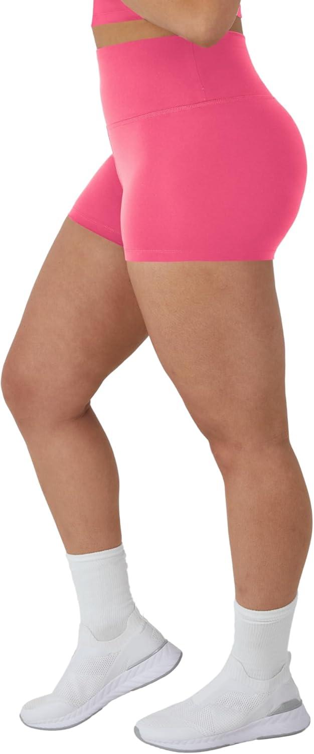 imageHanes Womens Moves Bike Shorts Soft ampamp Stretchy Workout Shorts with Interior Pocket MoistureWicking 3 Or 7quot InseamPink Pedestal