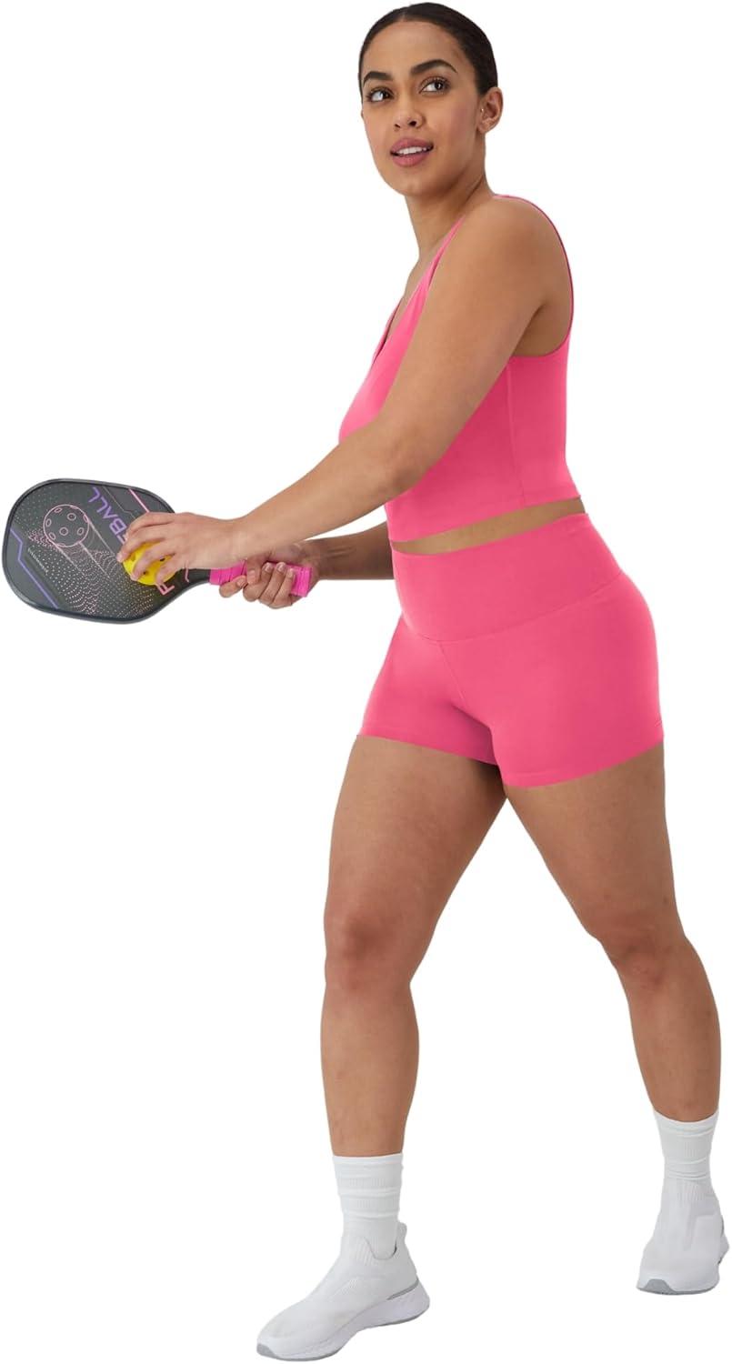 imageHanes Womens Moves Bike Shorts Soft ampamp Stretchy Workout Shorts with Interior Pocket MoistureWicking 3 Or 7quot InseamPink Pedestal