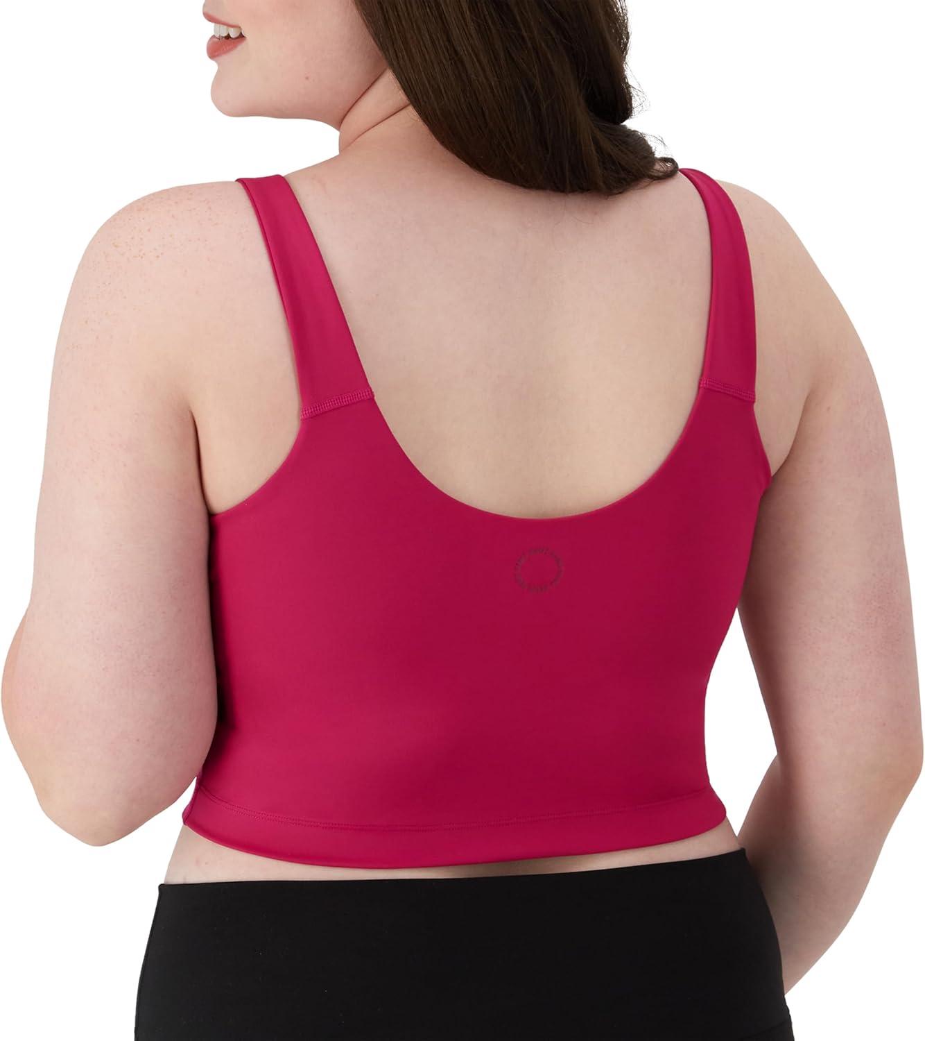 imageHanes Womens Moves Bralette VNeck Cropped Pullover Builtin Shelf Bra Odor ControlFresh Berry